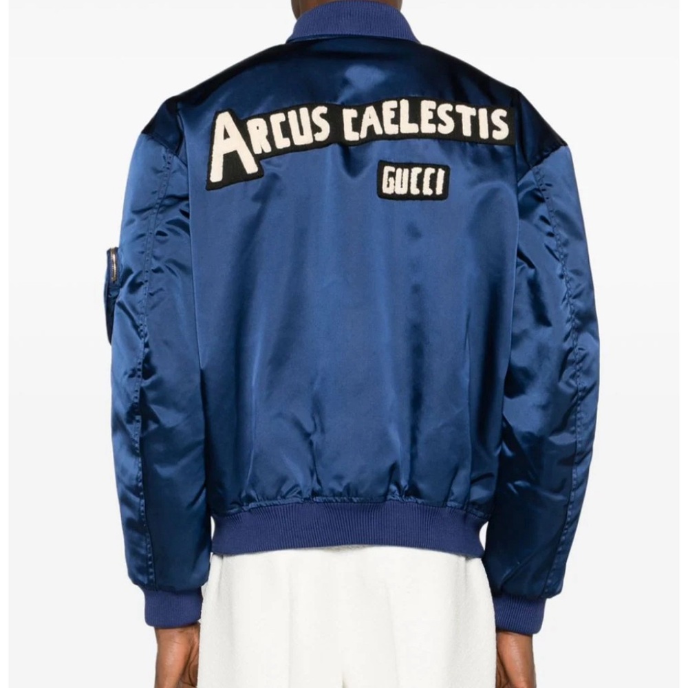 GUCCI navy Blue Bomber With Heart Pocket Sleeve  Authentic NWT Size 44